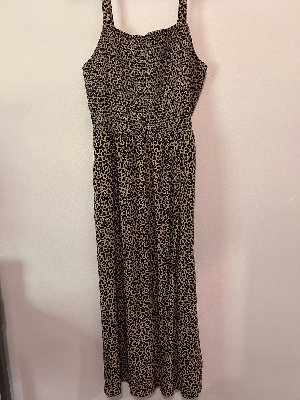 Old Navy Leopard-Print Smocked Maxi Dress - Tan/Black